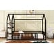 preview thumbnail 6 of 10, Twin Size House shape Platform Bed with 3-Removable Storage Shelves, Metal Kids Bed Frame with Fence-shaped Guardrail, Black