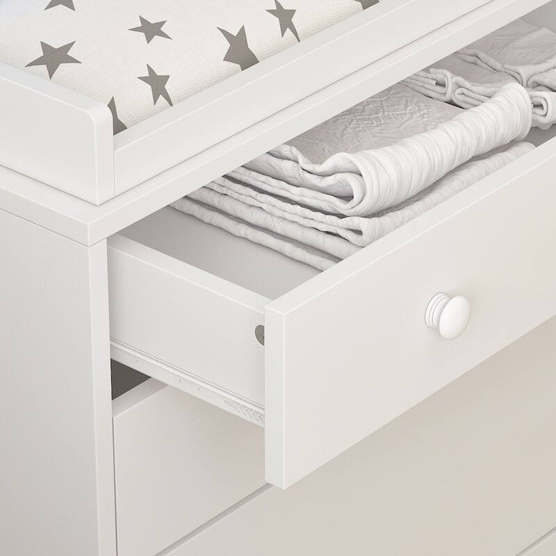 Kerrogee 5-Drawer Dresser with Baby Changing Table - White