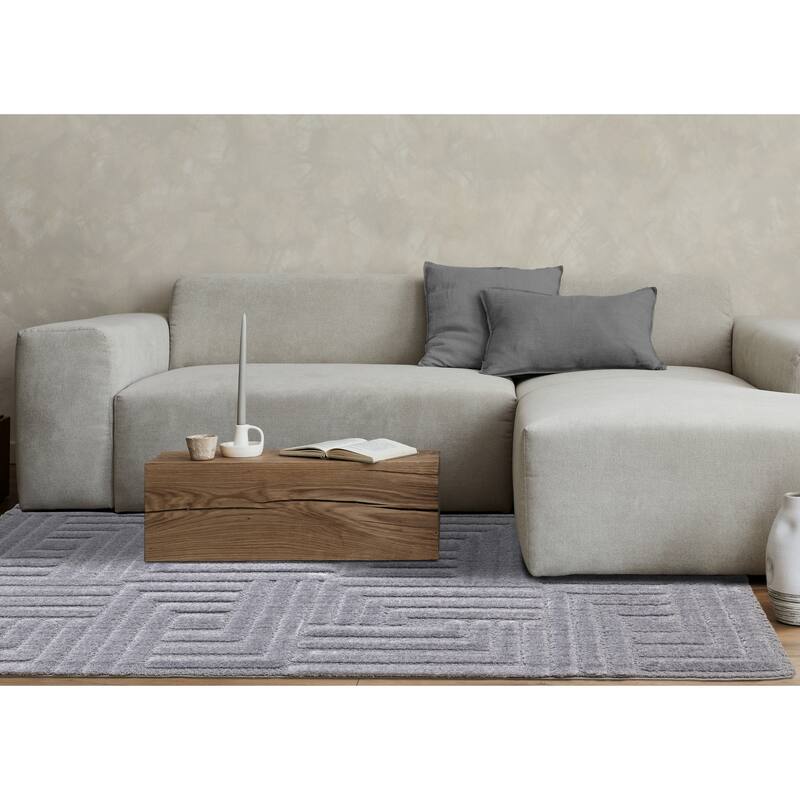 Lincoln Collection - Modern Luxurious Blue Plush Maze Area Rug