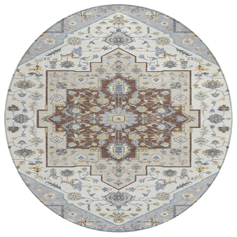 Machine Washable Indoor/ Outdoor Traditional Kolkata Chantille Rug