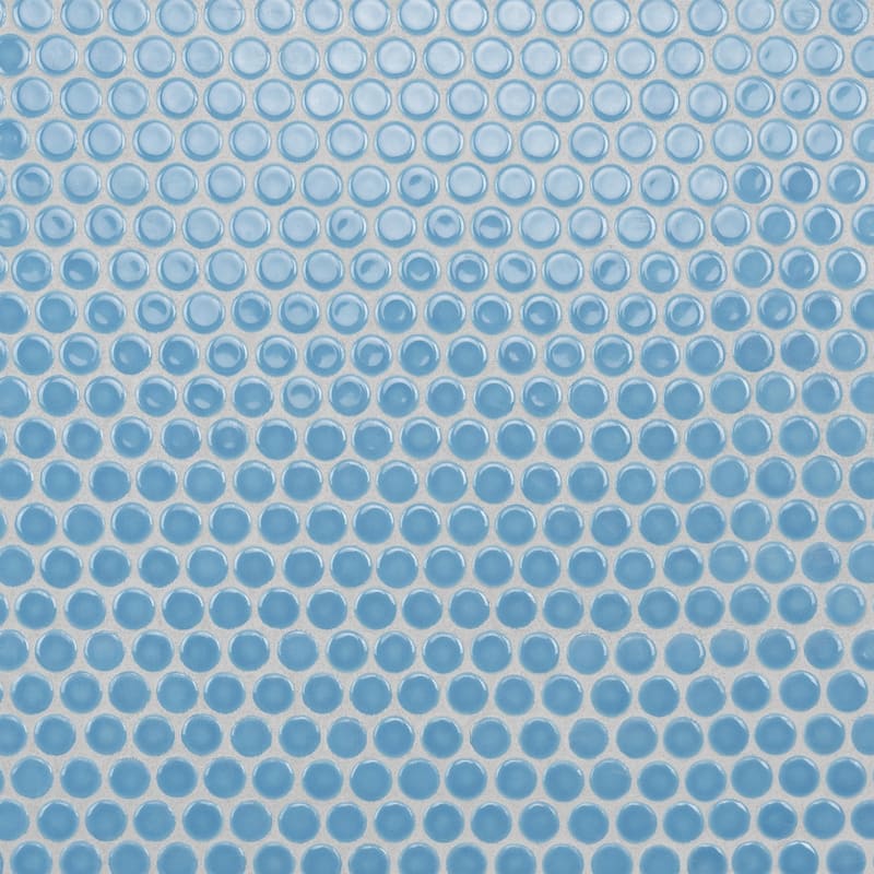 Merola Tile Hudson Penny Round Light Blue 11-7/8" x 12-5/8" Porcelain Floor and Wall Tile