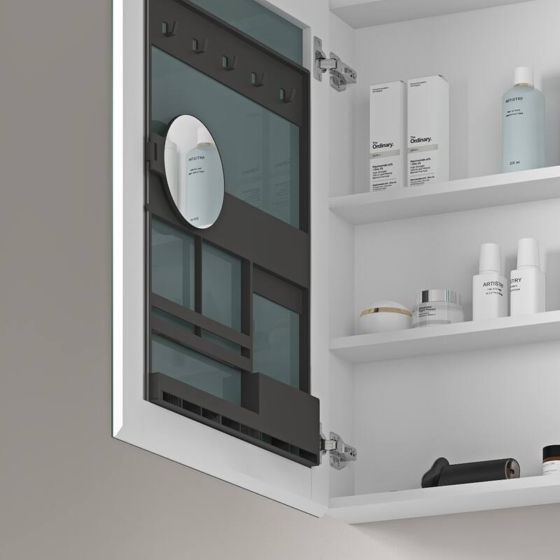 Frameless Bathroom Medicine Cabinet with Beveled Mirror Edges, Left Opening Door, Soft-Closing Hinges