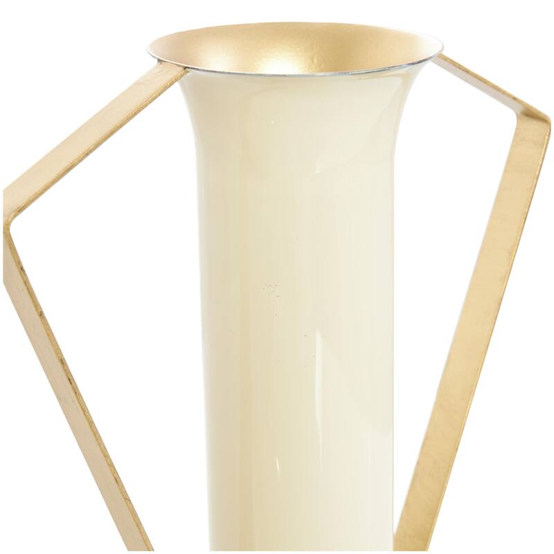 Metal Abstract Enameled Decorative Vase with Varying Shapes - Set of 3 Light Blue or Cream - CosmoLiving by Cosmopolitan