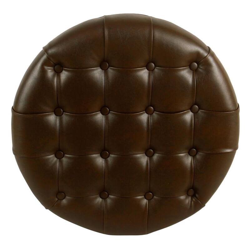 Copper Grove Lamentin Tufted Faux Leather Round Storage Ottoman