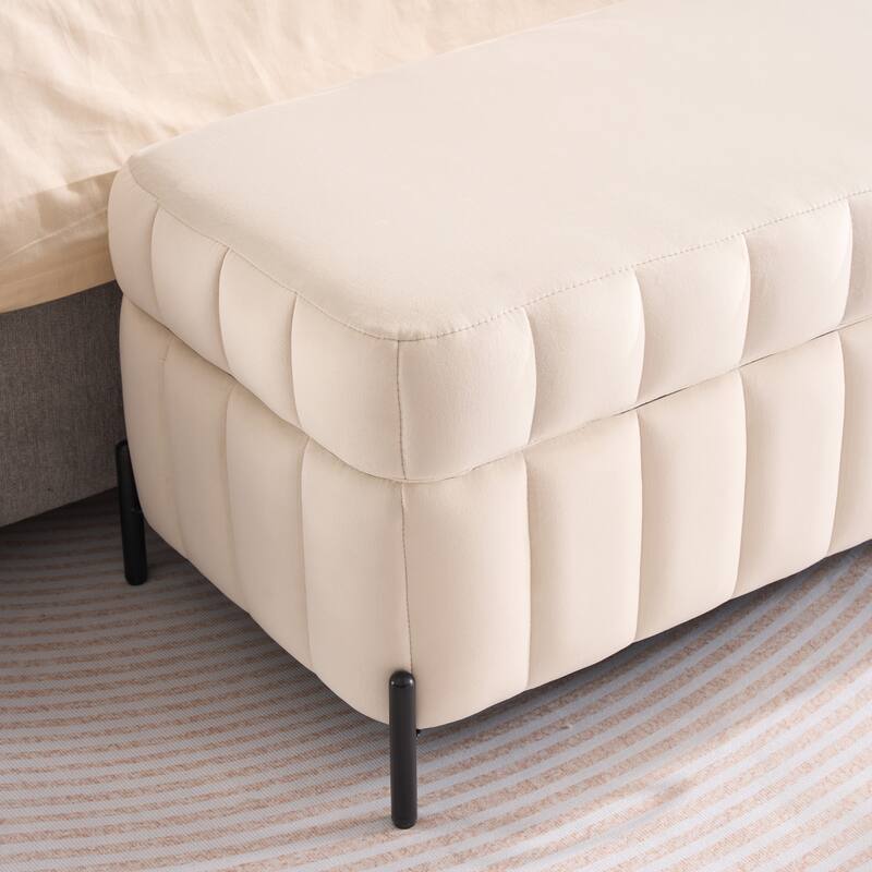 49.2"W Modern Storage Bench,Bedroom Ottoman Bench with Metal Legs