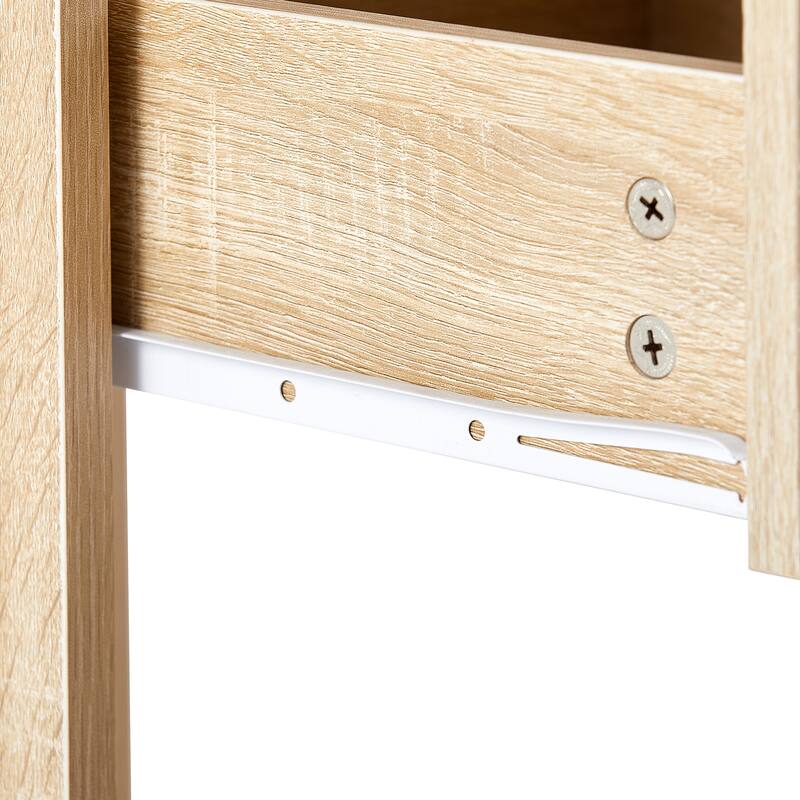 Anmytek Rattan Accent Table Boho Nightstand Side Table Natural Wood Storage