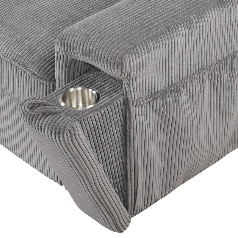 Modern Sectional Sofa with Storage Chaise and 2 Cup Holders,Sleeper Sofa with Pull Out Bed