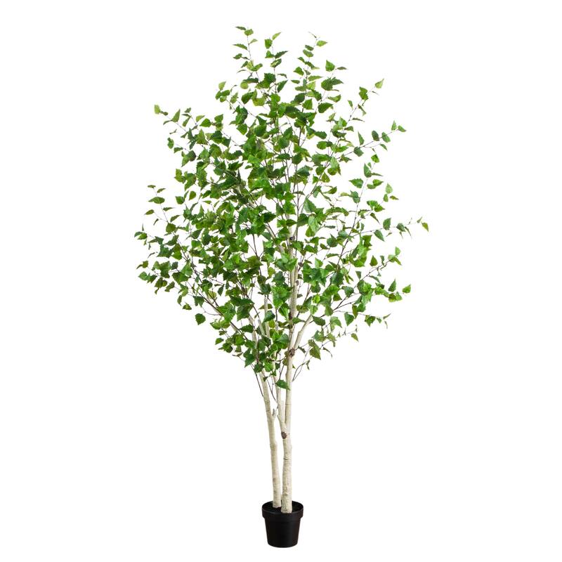 8-ft Artificial Birch Tree with Real Touch Leaves - Green