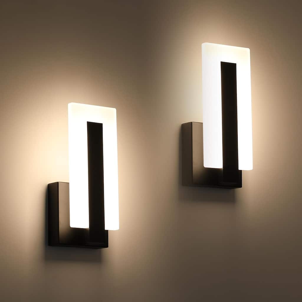 Led 2 pack wall light black hallways light metal bedrooms light