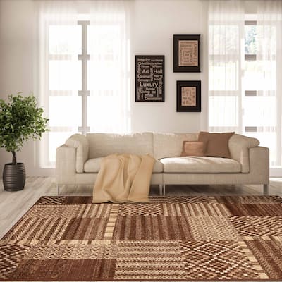 Superior Modern Block Patchwork Power-Loomed Indoor Area Rug