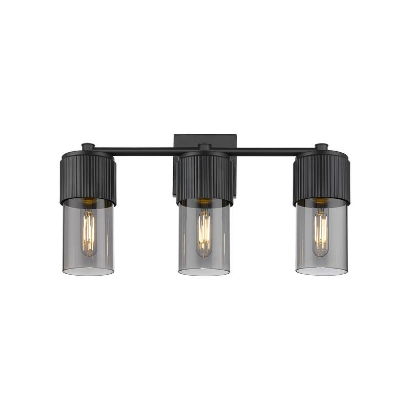 Innovations Lighting 428-3W-10-21 Bolivar Vanity Bolivar 3 Light 21" - Matte Black / Plated Smoke