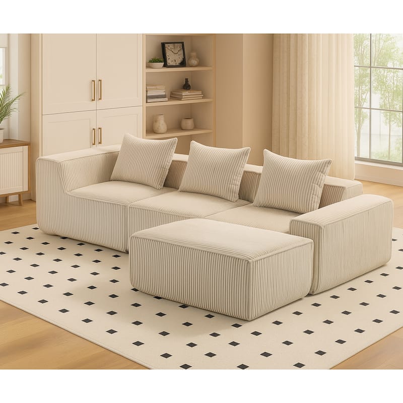 GDFStudio - Multi Person Modular Compression Sofa for Modern Living - Beige