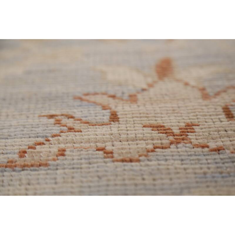 Vegetable Dye Oushak Turkish Large Rug Hand-Knotted Floral Wool Carpet - 9'11"x 14'0"