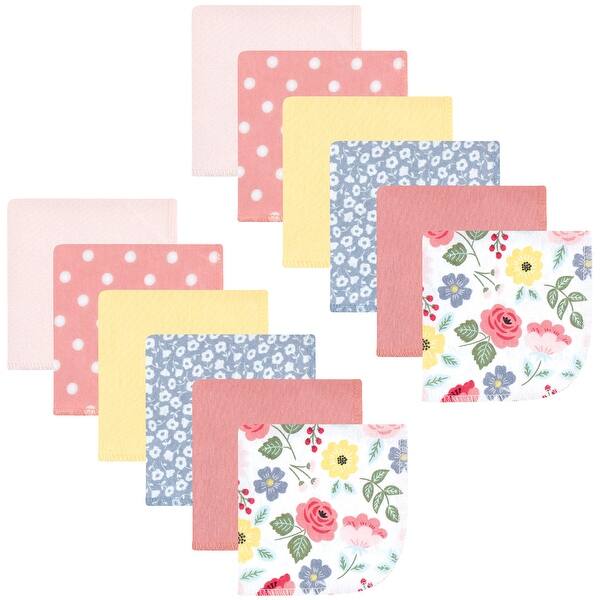 slide 1 of 1, Hudson Baby Infant Girl Flannel Cotton Washcloths, Modern Botanical 12 Pack, One Size - Modern Botanical 12 Pack - One Size One Size - Modern Botanical 12 Pack
