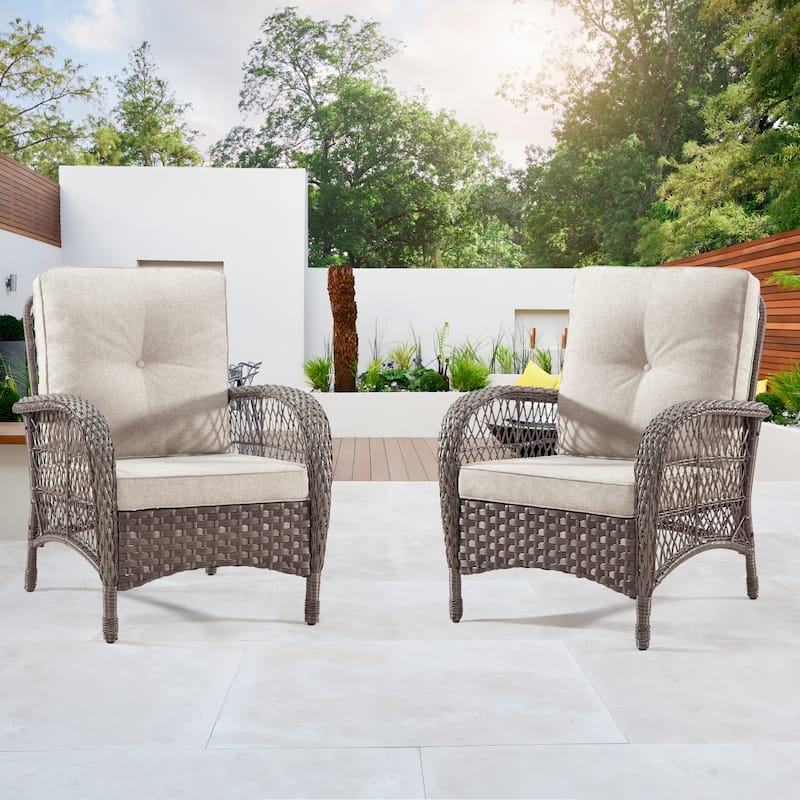 Cozywor Wicker Outdoor Patio Lounge Chair (Set of 2)