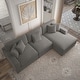 preview thumbnail 49 of 132, 118" W Corduroy L-shape Modular Sectional Sofa with Pillows
