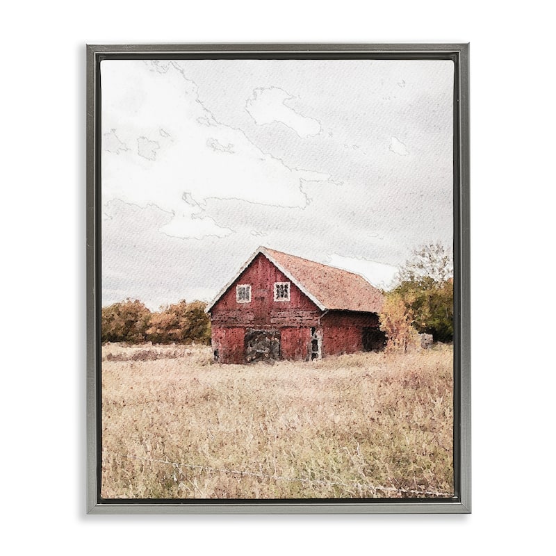 Stupell Red Barn Country Terrain Framed Floater Canvas Wall Art Design By Susan Ball - 17 x 21 - Grey