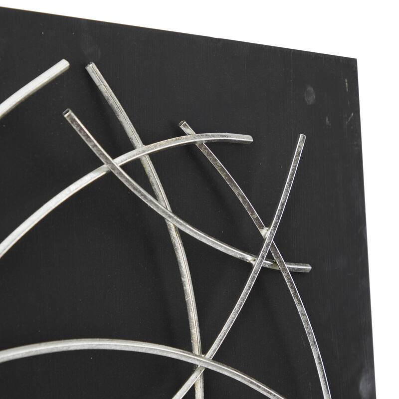 CosmoLiving by Cosmopolitan Metal Overlapping Lines Abstract Wall Decor with Black or White Backing - Black or White