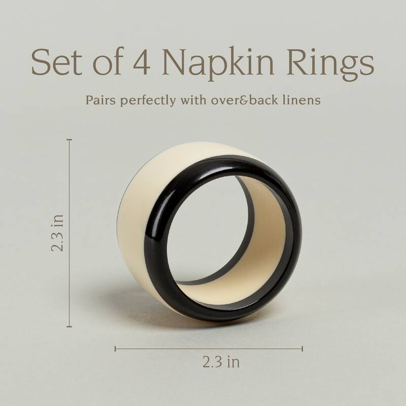 over&back Resin Napkin Rings in Ivory & Black (Set of 4) - 4