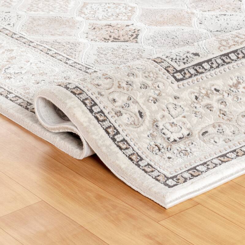 Omari Collection Grey/Blue Abstract Traditional Area Rug