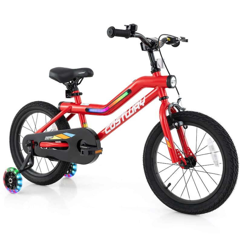 Costway 16" LED Lighted Kids Bike with Adjustable Seat Coaster Brake - See Details - Red