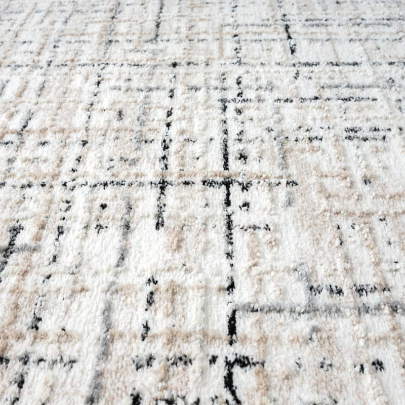 Abani Viva VIV130A Neutral Beige Grey Crosshatch Area Rug