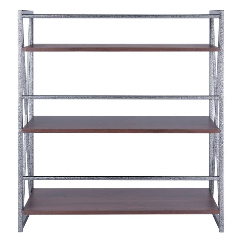 3 Tier Wide Storage Shelf - 35.5" - Graphite and Walnut