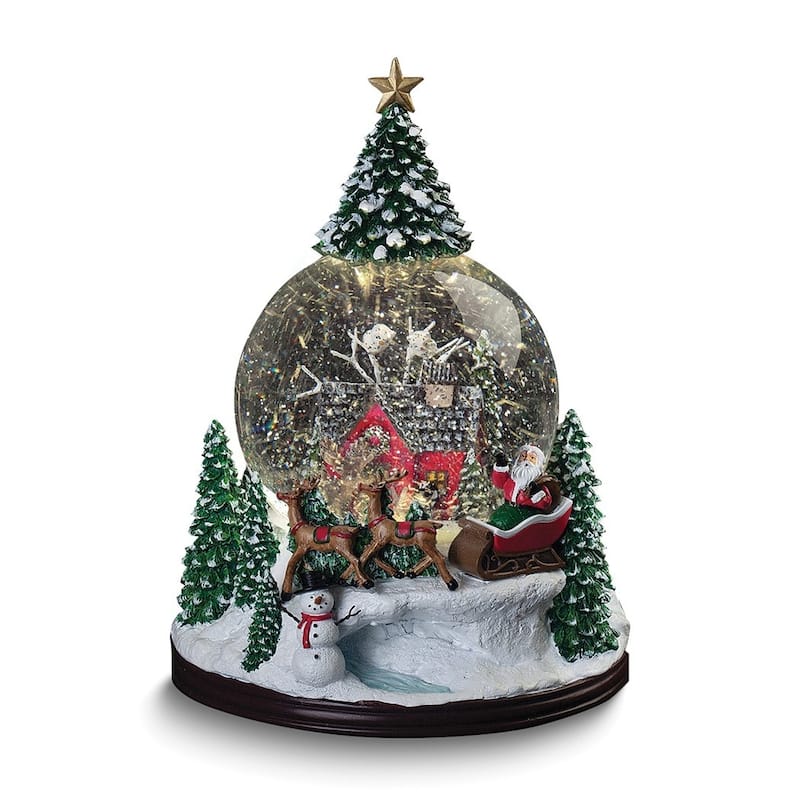 Curata Led Lighted Musical (Plays Deck The Halls) Swirl Globe with Christmas Cabin and Tree