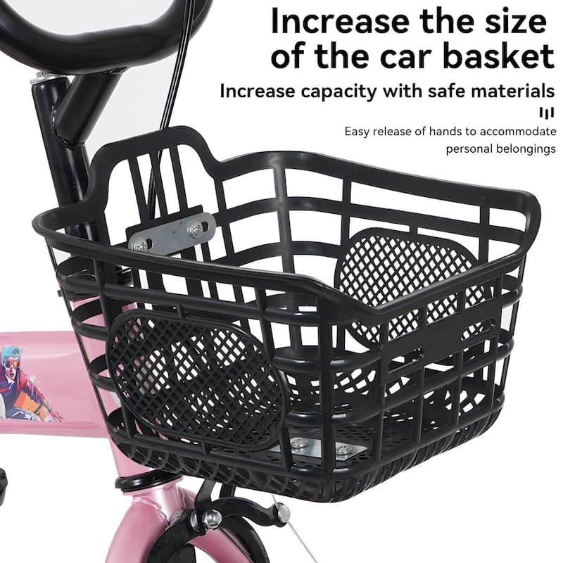 18 Inch Kids Bike with Training Wheels & Kickstand, Adjustable Saddle & Handlebar, Boys & Girls Ages 5-10
