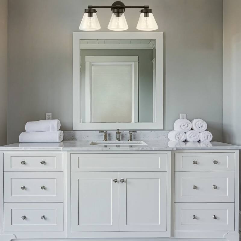 Glam Modern Farmhouse 3-Light Black Vanity Light - 30.3"L x 7.67"W x 10.1"H