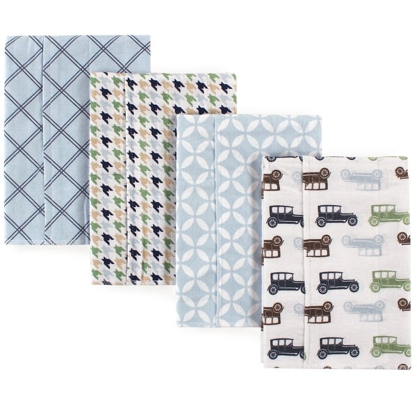 slide 1 of 1, Hudson Baby Infant Boy Cotton Flannel Burp Cloths 4pk, Blue Cars, One Size - Blue Cars - One Size One Size - Blue Cars