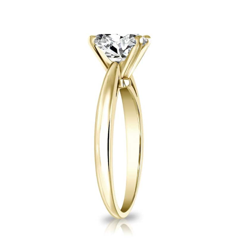 Auriya 14k Gold 1/3ctw Oval-cut Solitaire Diamond Engagement Ring (H-I, I1-I2)