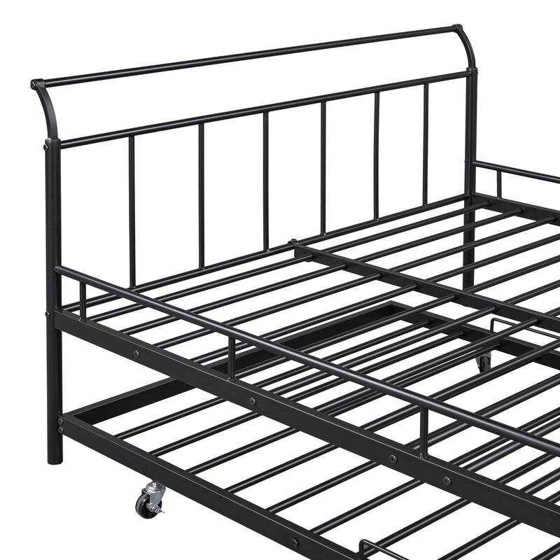 Metal Daybed with Curved Handle Design and Trundle