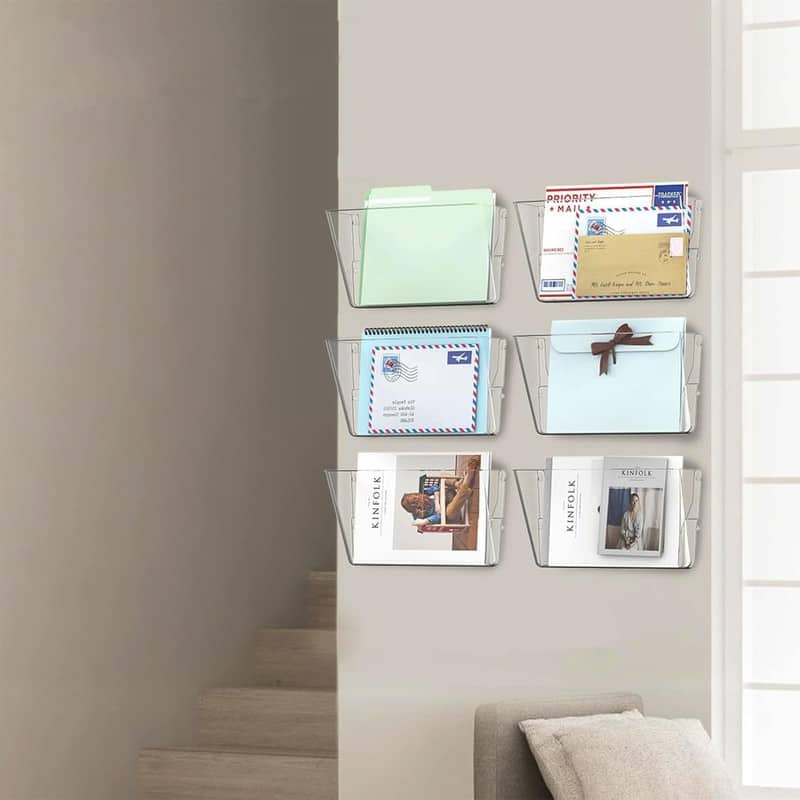 6 Pockets Acrylic Wall File Organizer - 13.2 x 6.8 x 4 inches