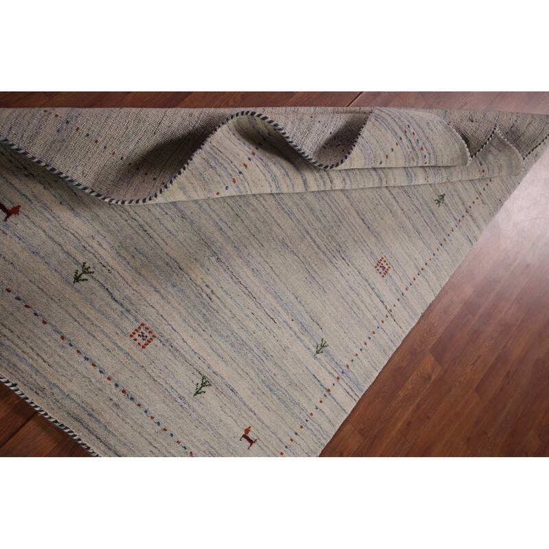 Striped Tribal Gabbeh Oriental Accent Rug Hand-Knotted Wool Carpet - 4'0"x 5'9"