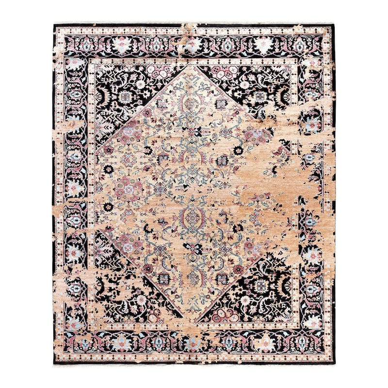 Ikat One-of-a-Kind Hand-Knotted Area Rug, Black - 8' 3" x 10' 1"