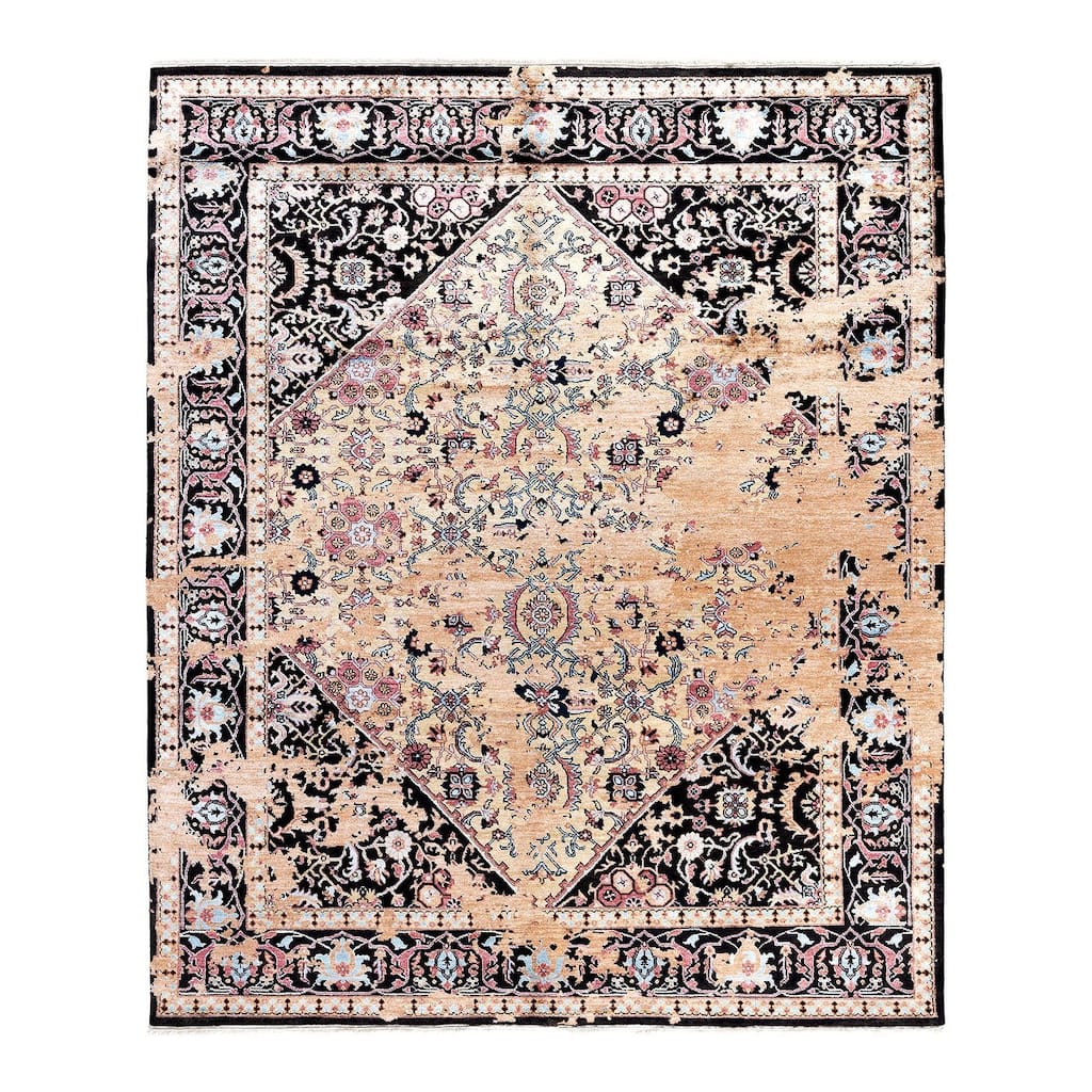 Ikat One-of-a-Kind Hand-Knotted Area Rug, Black - 8' 3" x 10' 1"