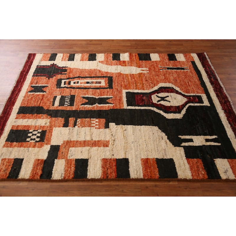 Geometric Moroccan Oriental Rug Handmade Bedroom Wool Carpet - 5'1" x 6'8"