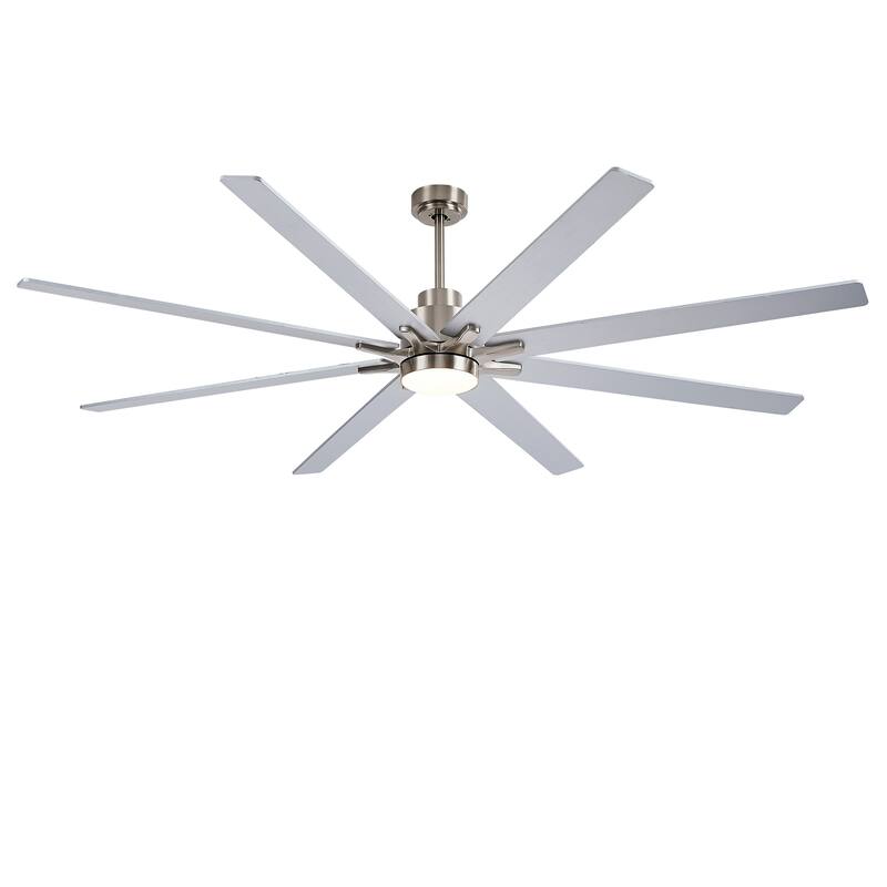 84 Inch 8 PCS Plywood Reversible Blades Ceiling Fan With Light Kit 3 Color Dimmable LED, DC 6 Speed