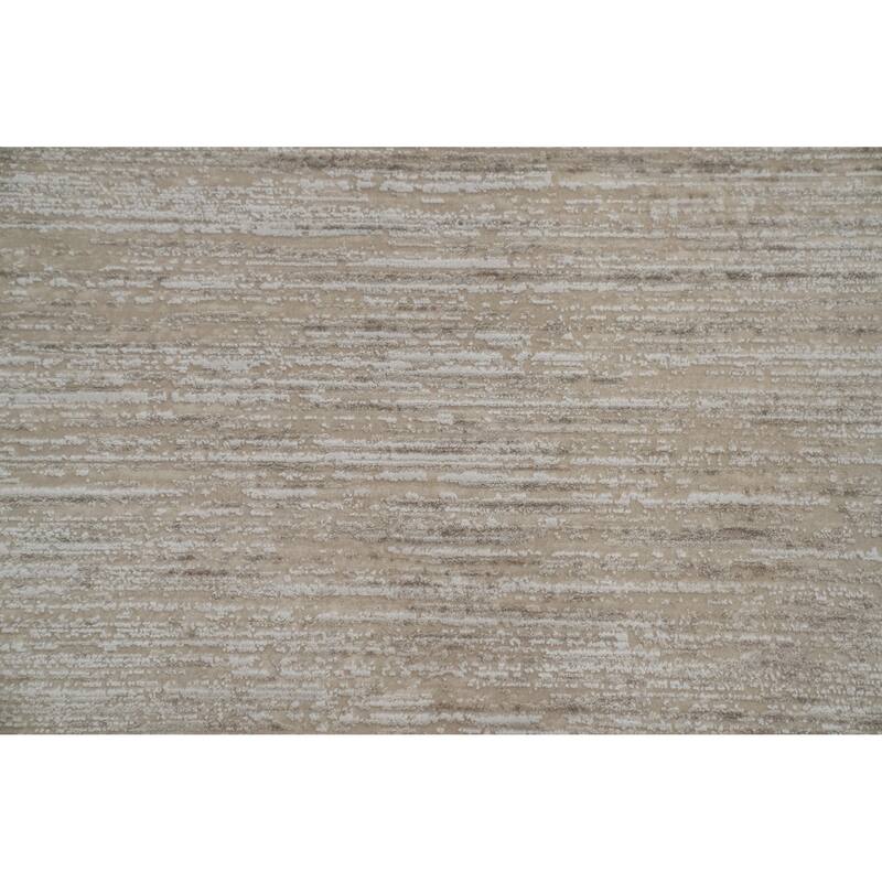 Machine Made Oriental Polyester Carpet Abstract Beige & Ivories Distressed Area Rug - 7' 5'' X 5' 2''