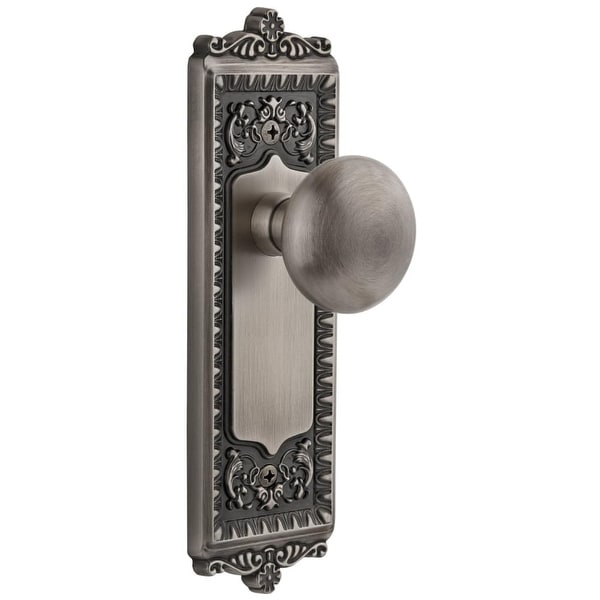 Grandeur WINFAV_PSG_234 Windsor Solid Brass Rose Passage Door Knob Set with Fifth Avenue Knob and 2-3/4" Backset