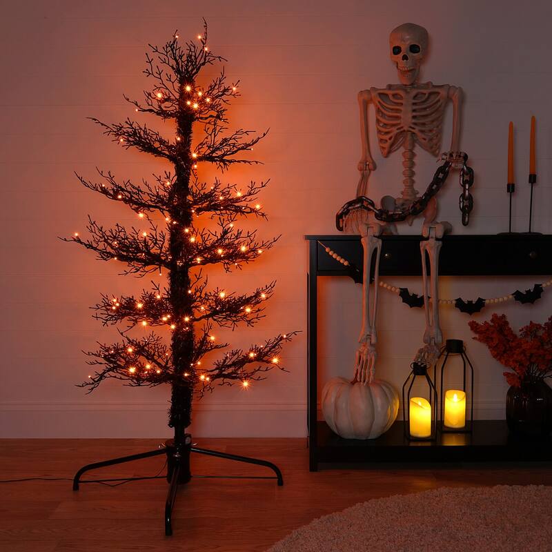 Haunted Hill Farm 5-ft. Dancing Halloween Tree with Orange LED Lights and Sound