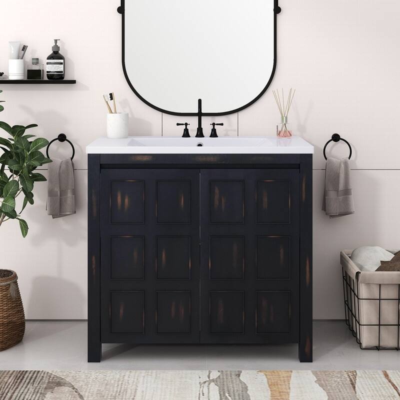 24''/36" Bathroom Vanity Organizer with Sink,Combo Cabinet Set，Bathroom Storage Cabinet - 36'' - Espresso
