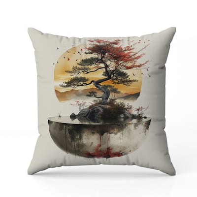 Blossom Bliss Bodhi Indoor/Outdoor Reversible Throw Pillow Peach and Orange