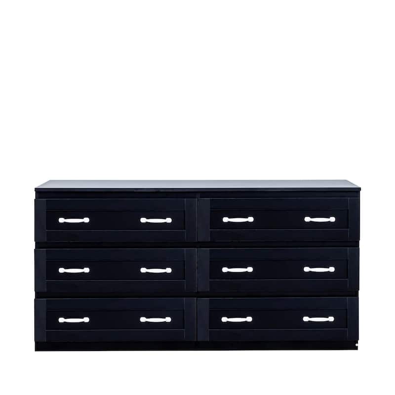 White Modern 6-Drawer Dresser – Wooden Storage Cabinet with Metal Handles, Versatile Organizer for Bedroom, Living Room.