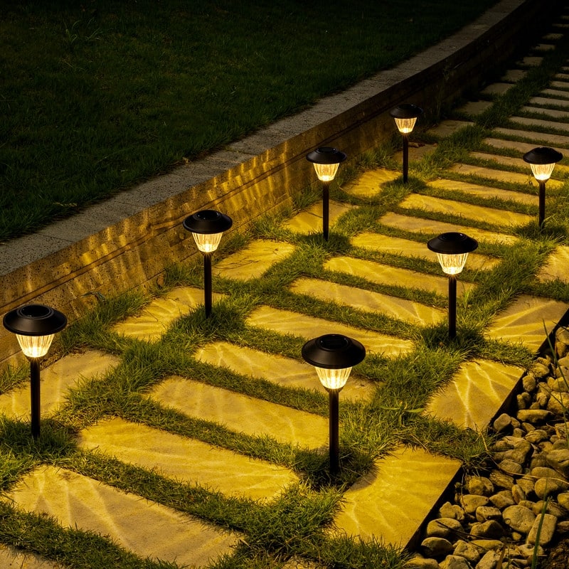 Solar Powered Outdoor Pathway Metal & Glass 6 Pack Light