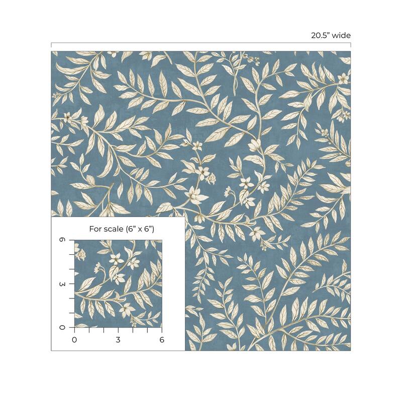 Daisy Bennett Designs Vining Leaf Trail Premium Matte Non-Woven Peel and Stick Wallpaper