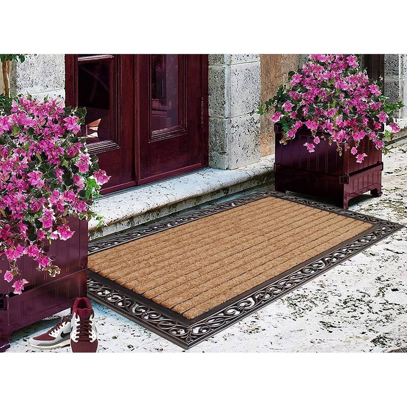 Rubber And Coir Molded Handfinished Large Double Door Mat 30"X48" On