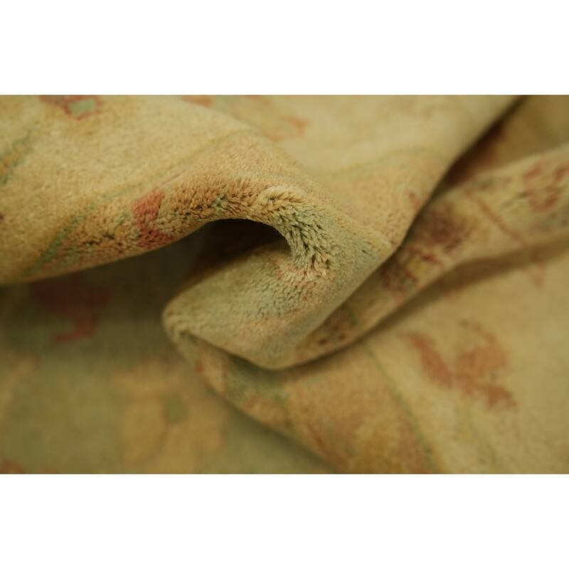 Hand Knotted Oriental 100% Wool Carpet Traditional Traditional Green Agra Area Rug - 9' 7'' X 7' 7''