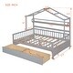 preview thumbnail 11 of 33, Wooden Full Size House Bed with 2 Drawers,Kids Bed with Storage Shelf, Gray